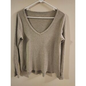 American Eagle V-Neck Pullover Sweater Women's Size Medium Gray